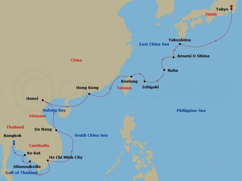Star Collector: Okinawa Days & Mekong Ways Route Map