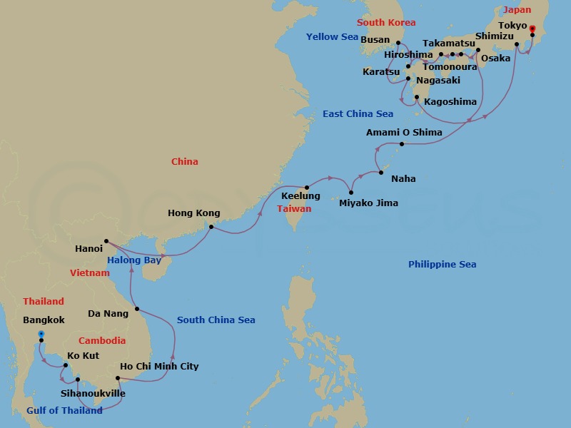 Star Collector: Japan & Vietnam In-Depth Route Map