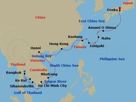 Star Collector: Okinawa Days & Mekong Ways Route Map