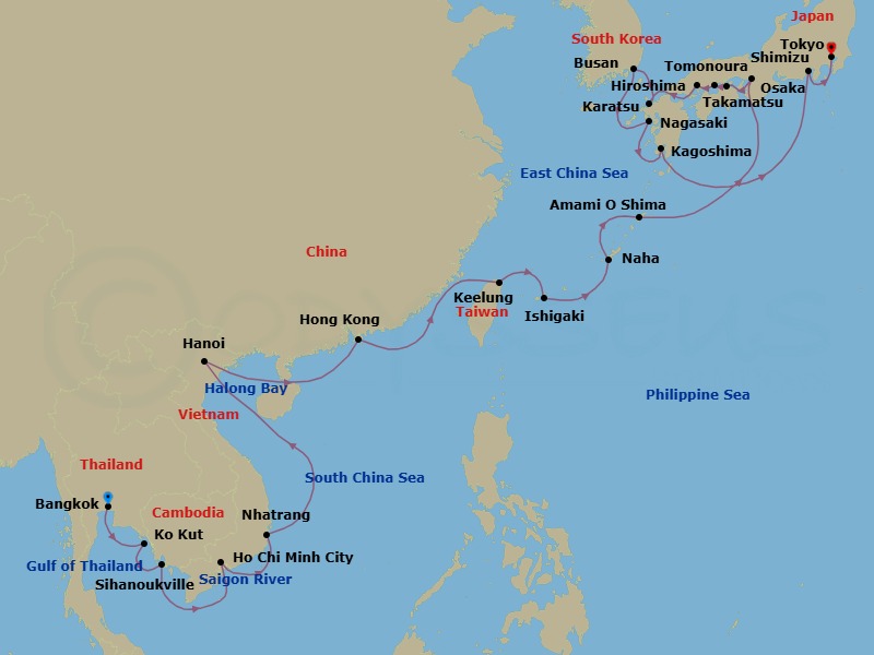 Star Collector: Japan & Vietnam In-Depth Route Map