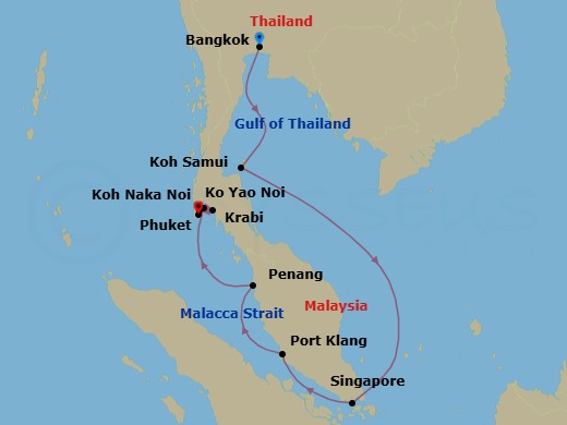 Tantalizing Thailand & Sparkling Singapore Route Map