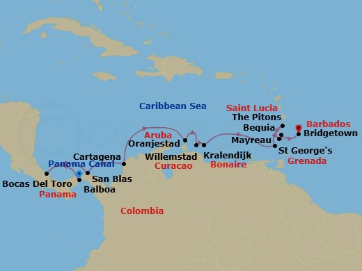 Star Collector: Windward Islands & Spanish New World Route Map