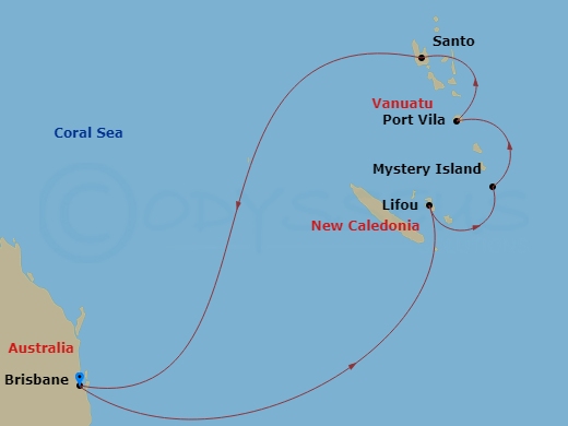 10-Day Vanuatu & New Caledonia Route Map