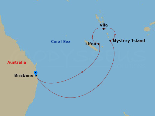 8-Day Vanuatu & New Caledonia Route Map