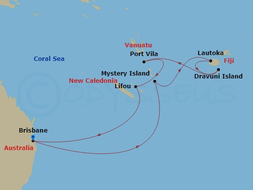 12-Day Fiji & South Pacific Route Map