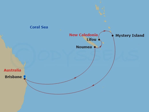 7-Day Vanuatu & New Caledonia Route Map