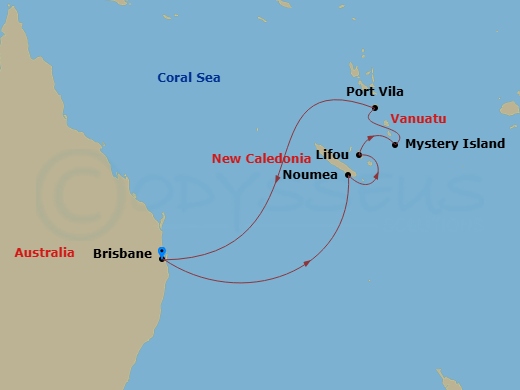 9-Day Vanuatu & New Caledonia Route Map