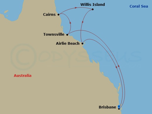 Queensland With Great Barrier Reef Route Map