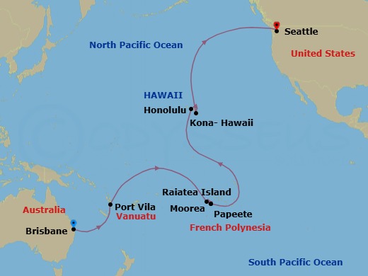 25 Night Transpacific Cruise Route Map