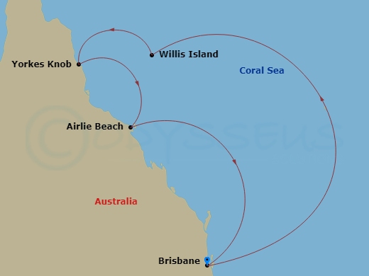 6 Night Queensland Cruise Route Map