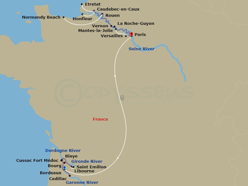 A Portrait Of Majestic France (2028) - S.S. Bon Voyage Route Map