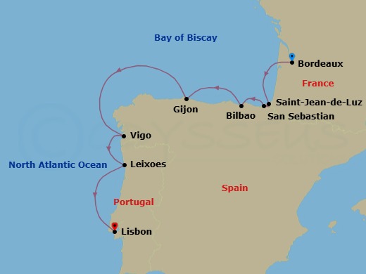 Wine Cruise: Connoisseur’S Delight: Northern Spain & Portugal Route Map