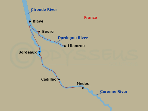 7 Night Taste Of Bordeaux (Christmas & New Year's Celebration) Route Map