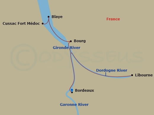 7 Night Taste Of Bordeaux Route Map
