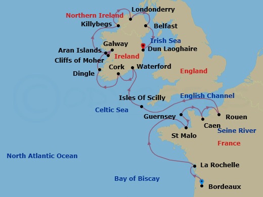 Star Collector: Irish Stout To Bordeaux Wine: A Tour Of Ireland And France Route Map