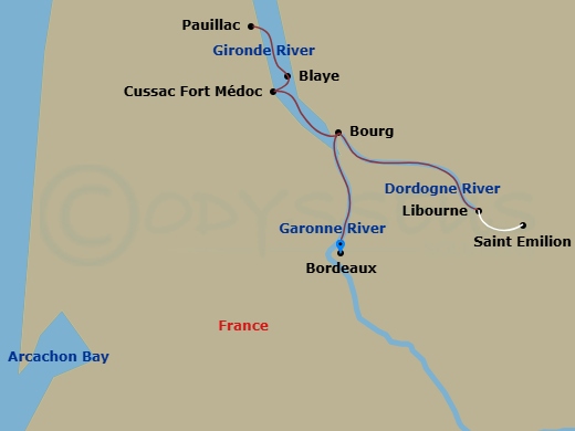 Bonjour Bordeaux: Chateaux, Wineries & Charming Villages Route Map