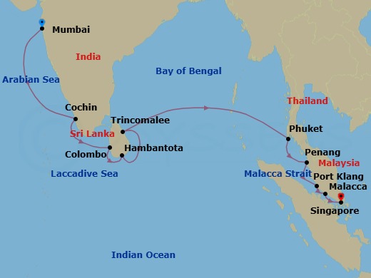 Mumbai To Singapore Route Map