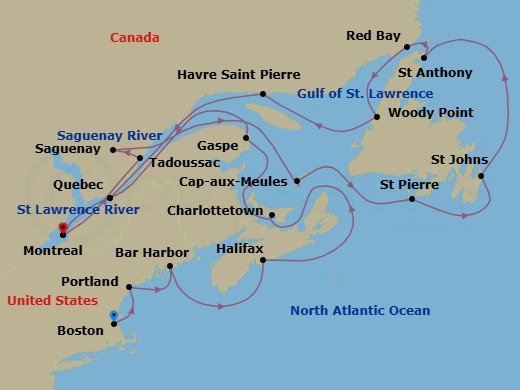 Star Collector: Autumn In Newfoundland And New England Route Map
