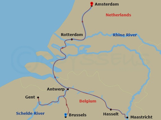 Dutch & Belgian Holiday Celebration (2027) Route Map