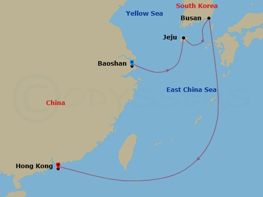 5 Night Jeju & Busan Cruise Route Map