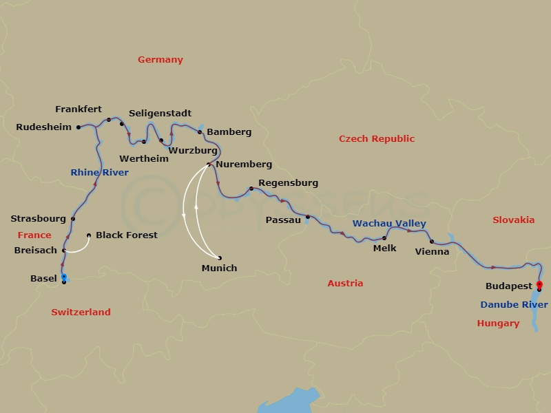 Enchanted Europe (Eastbound) Route Map