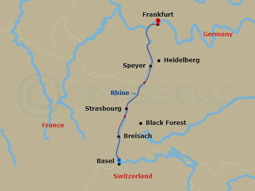 Christmastime In Alsace & Germany (Northbound) Route Map