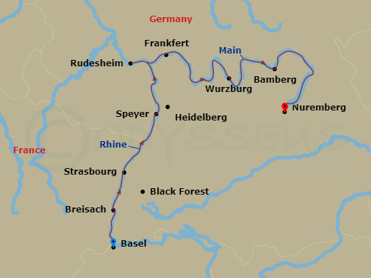 Christmastime From Basel To Nuremberg Route Map