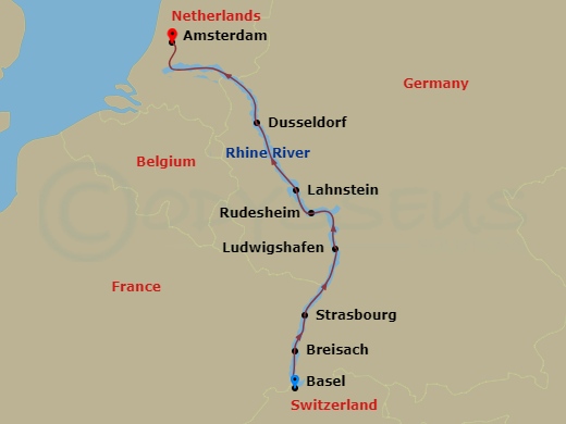 7 Night Enchanting Rhine (Beer Cruise) Route Map