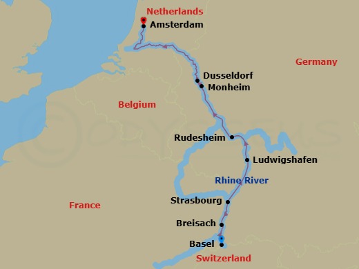 7 Night Enchanting Rhine Route Map