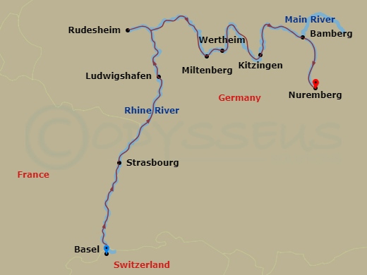 7 Night Medieval Treasures (Wine Cruise) Route Map