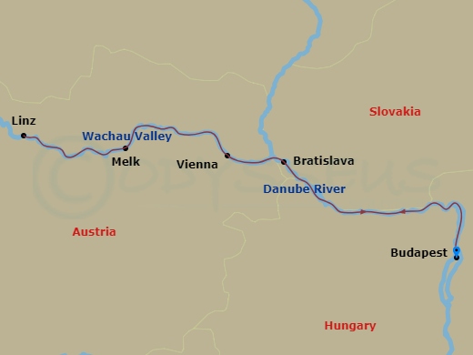 7 Night Best Of The Danube (New Year's Celebration Cruise) Route Map