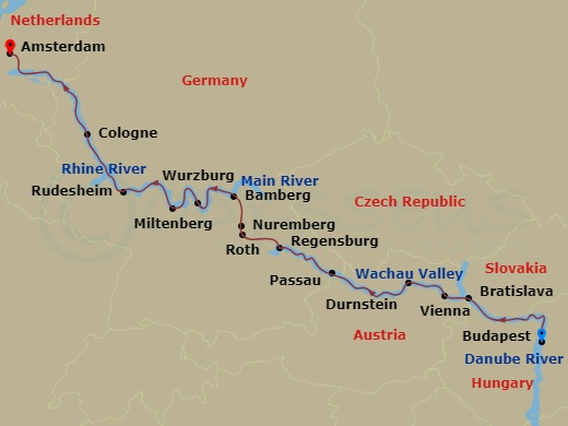 Magnificent Rivers Of Europe Route Map