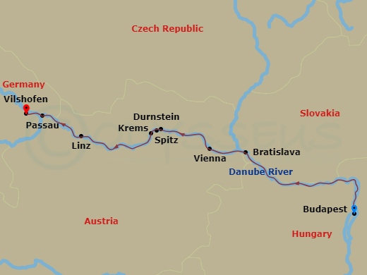 7 Night Icons Of The Danube (Christmas Time) Route Map