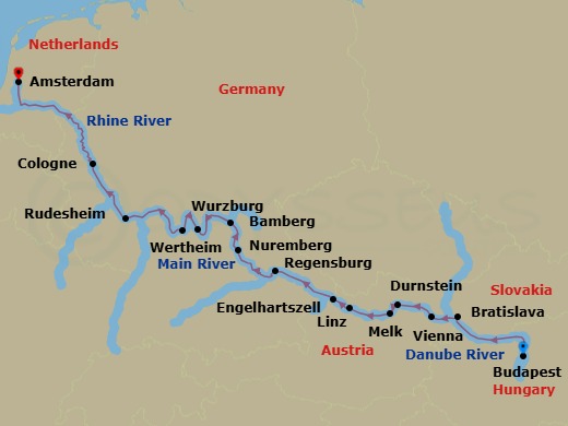 14 Night Magnificent Europe Route Map
