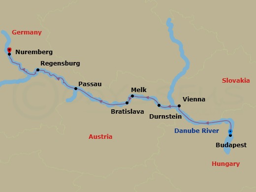 7 Night Blue Danube Discovery Route Map