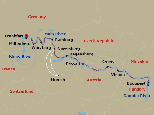 Christmastime From Budapest To Frankfurt Route Map