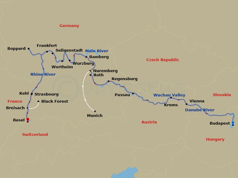 Enchanted Europe (Westbound) Route Map