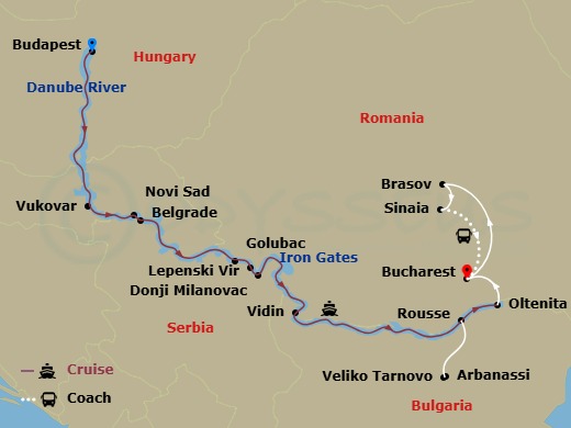 Balkan Discovery With 1 Night In Bucharest & 2 Nights In Transylvania Route Map