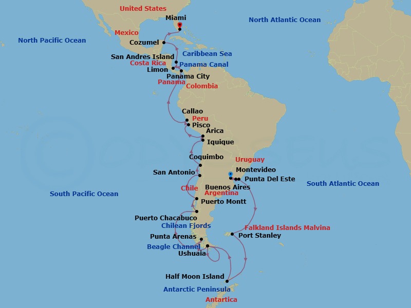 Buenos Aires To Miami Grand Voyage Route Map