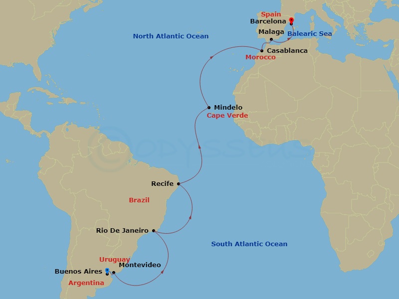 Southern Atlantic Crossing Route Map