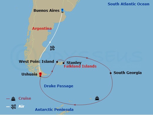 Antarctica & South Georgia Island Route Map