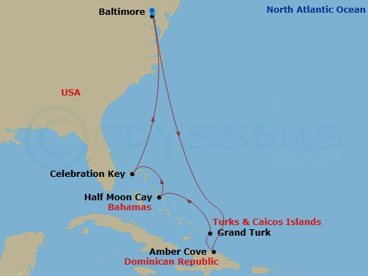 Journeys - 9-Day Eastern Caribbean Route Map