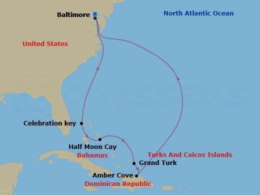 9-Day Eastern Caribbean Route Map