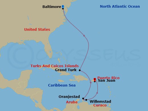 8 Night Baltimore To San Juan Cruise Route Map