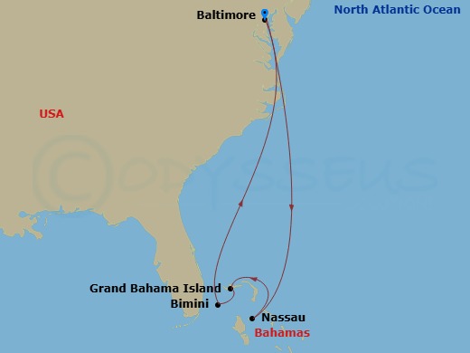 8 Night Bahamas Cruise Route Map