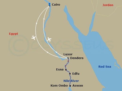 Splendors Of Egypt & The Nile (2028) Route Map