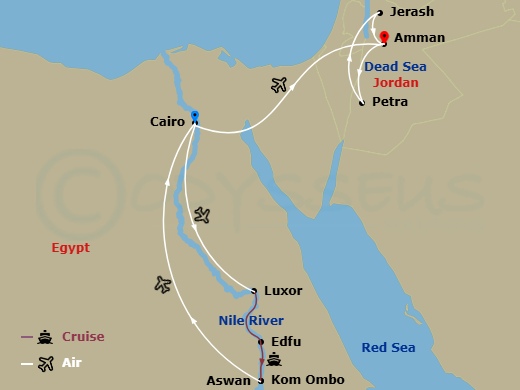 Taste Of Egypt With Jordan Route Map