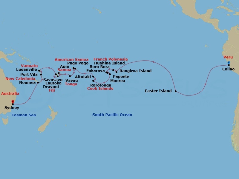 Mariners Of The South Pacific Route Map