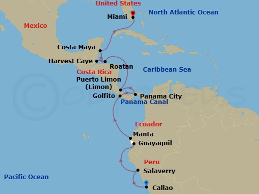 Machu Picchu & Mayan Ruins Route Map
