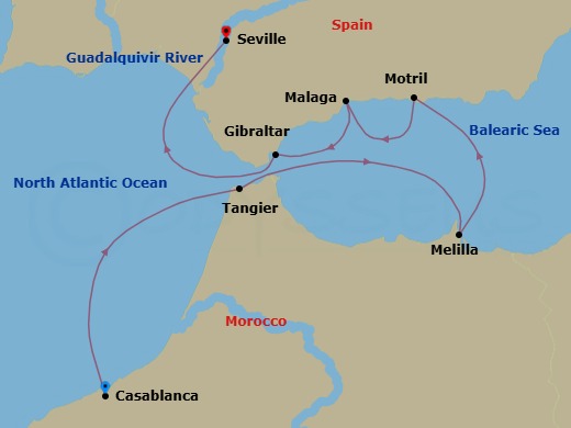 Casablanca To Seville Route Map